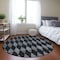 Homeroots 8' Charcoal Round Geometric Washable Indoor Outdoor Area Rug 577033 - alternate 3