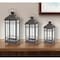 Homeroots Set of Three Black Distressed Geometric Glass And Metal Floor Lantern Candle Holders, 3PK 517567 - alternate 3