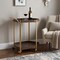 Homeroots 27in Walnut And Brass Wood and Steel Rolling Bar Cart 668799 - alternate 4