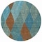 Homeroots 8' Teal Blue Aqua And Brown Round Argyle Washable Indoor Outdoor Area Rug 613737 - alternate 5