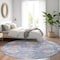 Homeroots 8' Blue Pink And Ivory Round Floral Washable Indoor Outdoor Area Rug 605309 - alternate 4