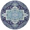 Homeroots 8' Navy Blue Ivory And Black Round Oriental Washable Indoor Outdoor Area Rug 600170 - alternate 7