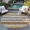 Homeroots 8' Brown Beige And Ivory Round Striped Washable Indoor Outdoor Area Rug 598366 - alternate 3