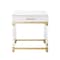 Homeroots 24" White and Gold Wood Acrylic and Stainless Steel Square End Table With Drawer 544062 - alternate 2