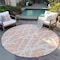 Homeroots 8' Round Peach and Ivory Round Abstract Washable Non Skid Indoor Outdoor Area Rug 559294 - alternate 3