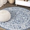 Jonathan Y Palazzo Vine and Border Textured Weave Navy/Gray 5 ft Round Indoor/Outdoor Area Rug SMB103A-5R - alternate 1