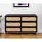 Homeroots 56" Black And Natural Solid Wood And Rattan Six Drawer Double Dresser 564522 - alternate 5