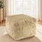 Homeroots 18" Natural Jute Blend Cube Quatrefoil Pouf Ottoman 551562 - alternate 5