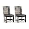 Homeroots Set of Two Black Gray And Dark Brown Solid Wood Upholstered Chenille And Leather Dining Side Chairs 552134 - alternate 3