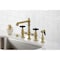 Kingston Brass Bridge Kitchen Faucet with Brass Sprayer, Brushed Brass KS7277PKXBS - alternate 4