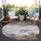 Homeroots 8' Brown And Beige Round Abstract Washable Indoor Outdoor Area Rug 599468 - alternate 2