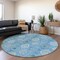 Homeroots 8' Denim Blue Sky Blue And Ivory Round Floral Medallion Washable Indoor Outdoor Area Rug 614583 - alternate 2