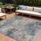 Homeroots 9' X 12' Denim Blue Beige And Charcoal Abstract Washable Indoor Outdoor Area Rug 630877 - alternate 1