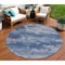 Homeroots 8' Navy Blue And Ivory Round Abstract Washable Indoor Outdoor Area Rug 630929 - alternate 1