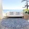 Homeroots 8' Navy Blue And Ivory Round Floral Washable Indoor Outdoor Area Rug 594643 - alternate 2