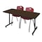 Regency Kobe T-Base Training Seminar Table W/ 2 M Stack Chairs, 72 in W, 30 in L, Neo Walnut MKTRCT7230NW47BY - alternate 1