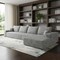 Homeroots 135" Gray Corduroy Modular Compression Foam Sofa With Toss Pillows 712970 - alternate 2