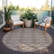Homeroots 8' Brown And Beige Round Geometric Washable Indoor Outdoor Area Rug 599612 - alternate 4