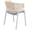 Leisuremod Ervilla Dining Chair with White Powder Coated Steel Legs and Wicker Back, Grey, 4PK ECW-20GR4 - alternate 3