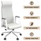 Leisuremod Aleen High-Back Office Chair in Upholstered Leather and Iron Frame with Swivel and Tilt, White AOT19WL - alternate 3