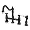 Kingston Brass Bridge Kitchen Faucet with Brass Sprayer, Matte Black KS3270BPLBS - alternate 1