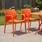 Homeroots Set of Two Orange Heavy Duty Plastic Outdoor Stacking Dining Chairs, 2PK 565204 - alternate 3