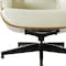 Homeroots 35" Beige and Dark Brown Genuine Leather Tufted Swivel Lounge Chair With Ottoman 526373 - alternate 4