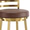 Homeroots 30" Coffee and Gold Faux Leather and Stainless Steel Low Back Bar Height Swivel Bar Chair 569167 - alternate 6