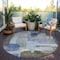 Homeroots 8' Blue Gray And Charcoal Round Abstract Washable Indoor Outdoor Area Rug 604374 - alternate 4