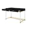 Homeroots 48" Black Clear and Gold Wood Acrylic and Stainless Steel Writing Desk With Two Drawers 543747 - alternate 6
