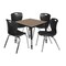 Regency Square Kee Adjustable Classroom Table W/ 4 Andy Stack Chairs, 30 in W, 30 in L, Noble Oak TB3030NOAPBK40BK - alternate 1