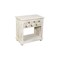 Homeroots 28" White Solid Wood Distressed Carved Geometric One Drawer Nightstand 555401 - alternate 3