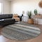 Homeroots 8' Taupe Beige And Pewter Round Striped Washable Indoor Outdoor Area Rug 614847 - alternate 3