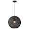 Jonathan Y Lacey 16 in. 1-Light Modern Bohemian Woven Paper Rope Round Globe LED Pendant, Black JYL1135B - alternate 1