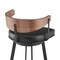 Armen Living Lacey 26in Swivel Counter Stool in Black Iron with Walnut Finish and Vintage Black Faux Leather LCLABABLKWA26 - alternate 4