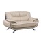 Homeroots 64in Beige And Silver Faux Leather Love Seat 329460 - alternate 1