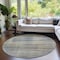 Homeroots 8' Khaki Tan And Beige Round Striped Washable Indoor Outdoor Area Rug 588060 - alternate 3