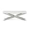 Homeroots 47in White and Silver Tufted Faux Leather Upholstered Dining Bench 473173 - alternate 1