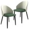 Leisuremod Paradiso Collection Modern Dining Seat in Taupe, with Green Fabric Seat, 2PK PC50TPG2 - alternate 1