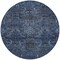 Homeroots 8' Navy Blue And Charcoal Round Damask Washable Indoor Outdoor Area Rug 603325 - alternate 5