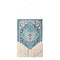 Homeroots 26" X 45" Blue Aqua And Ivory Flower Floral Cotton Macrame Hanging Tapestry 548328 - alternate 1
