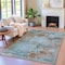 Homeroots 8' X 10' Brown And Blue Abstract Washable Indoor Outdoor Area Rug 630720 - alternate 1