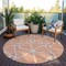 Homeroots 8' Salmon And Ivory Round Geometric Washable Indoor Outdoor Area Rug 612901 - alternate 5