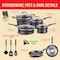 Bakken-Swiss 14-Piece Pots and Pans Set, Non-Stick, with Lids, Skillet Pans, Gas, Electric, Induction, Black BKCWL14B - alternate 5