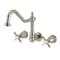 Kingston Brass Two-Handle Wall Mount Tub Faucet, Brushed Nickel KS1028BEX - alternate 1