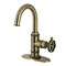 Kingston Brass One-Handle 1-Hole Bathroom Faucet with Knurled Handle, Deck Plate, and Push Pop-Up Drain KSD2213RKZ - alternate 1