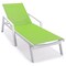 Leisuremod Marlin White Aluminum Patio Chaise Lounge Chair, Arms Set of 2, Square Fire Pit Table, Green MLAWCF21-77G2 - alternate 4