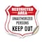 Signmission Restricted Area Shield Sign Unauthorized, 18 inch X 18 inch, Vinyl Decal, 2PK SHI-D-2PACK-18-457 - alternate 1