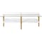 Homeroots 47" White And Gold Glass And Steel Coffee Table With Shelf 521622 - alternate 4