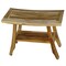 Homeroots 18" X 24" Natural Teak Rectangular Shower Bench With Shelf 376742 - alternate 3